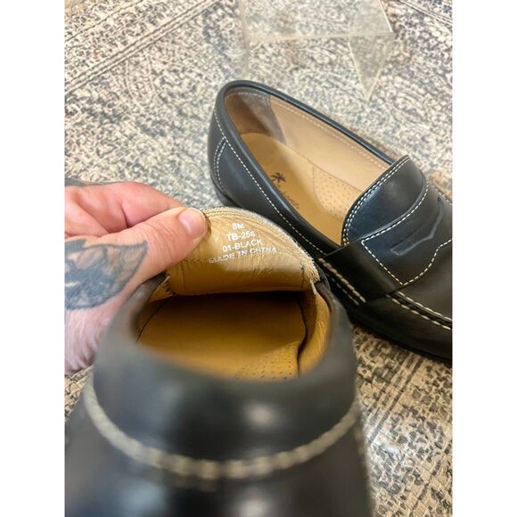 Tommy Bahama Men’s Black Leather Contrast Stitch Penny Loafers - 8M main image 4